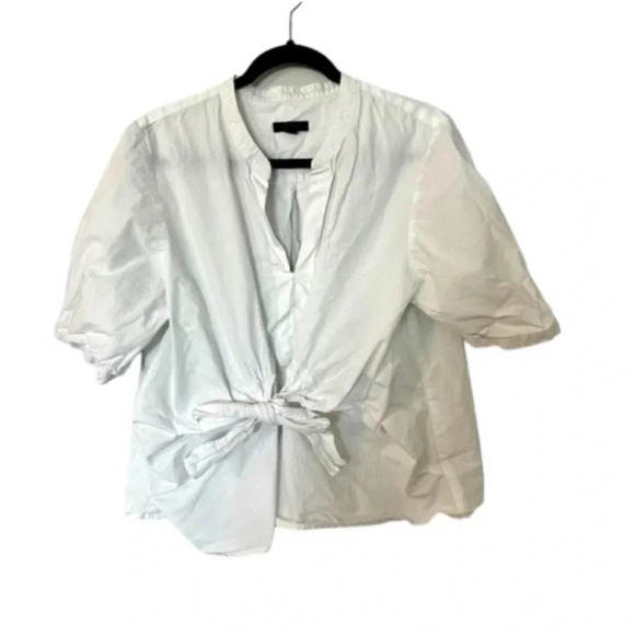 J. Crew Women’s Short Sleeve White V-Neck Tie Front Style Casual Top Sz XL GUC - Picture 1 of 6